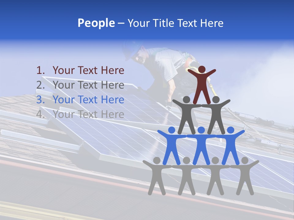 A Man On Top Of A Roof Working On A Solar Panel PowerPoint Template