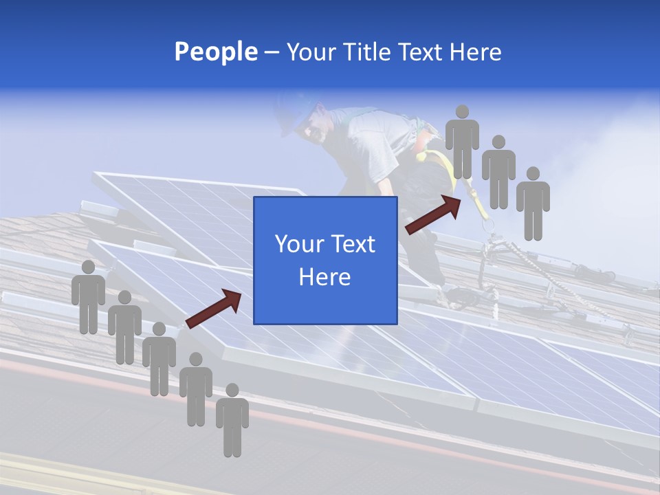 A Man On Top Of A Roof Working On A Solar Panel PowerPoint Template