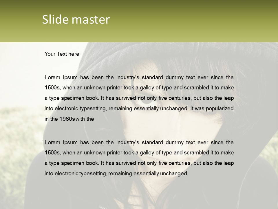 A Woman In A Hoodie Is Looking At The Camera PowerPoint Template