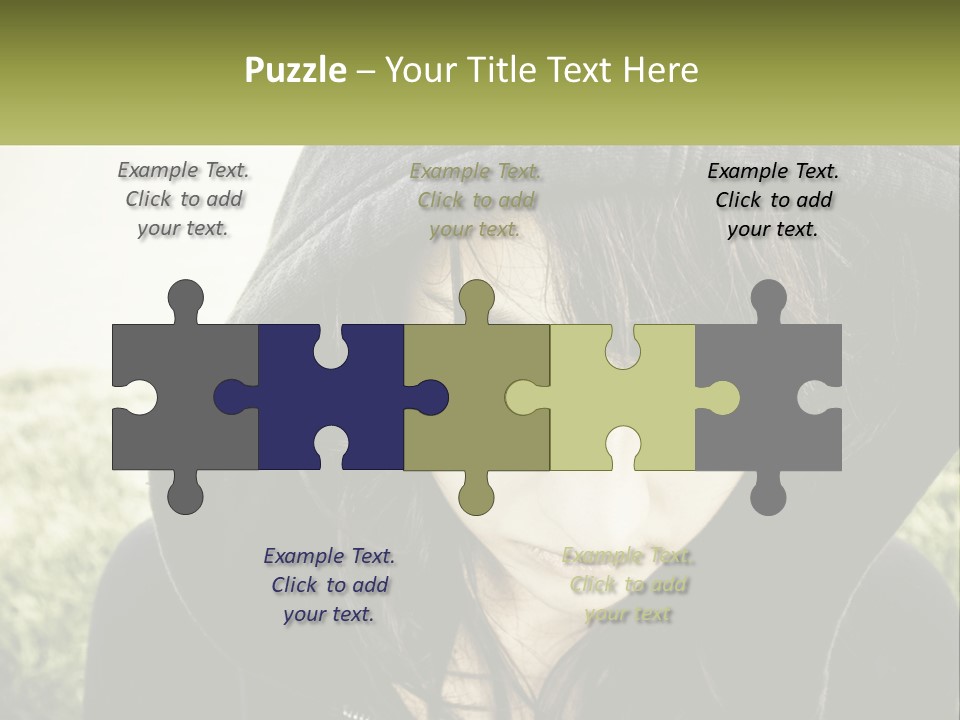 A Woman In A Hoodie Is Looking At The Camera PowerPoint Template