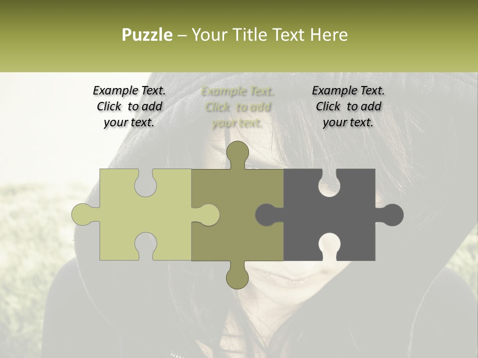 A Woman In A Hoodie Is Looking At The Camera PowerPoint Template