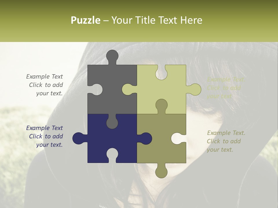 A Woman In A Hoodie Is Looking At The Camera PowerPoint Template