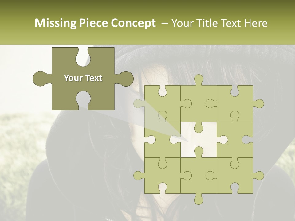 A Woman In A Hoodie Is Looking At The Camera PowerPoint Template