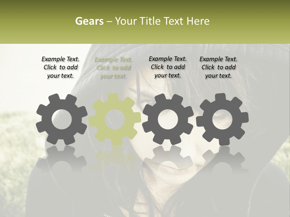 A Woman In A Hoodie Is Looking At The Camera PowerPoint Template