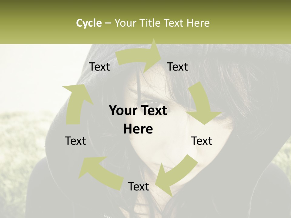 A Woman In A Hoodie Is Looking At The Camera PowerPoint Template