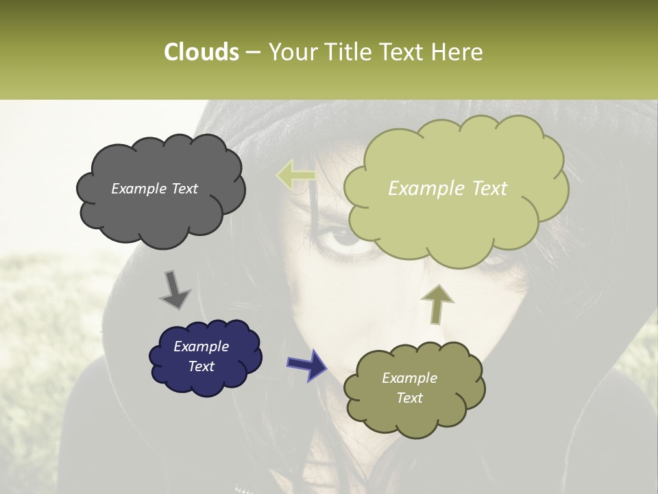 A Woman In A Hoodie Is Looking At The Camera PowerPoint Template