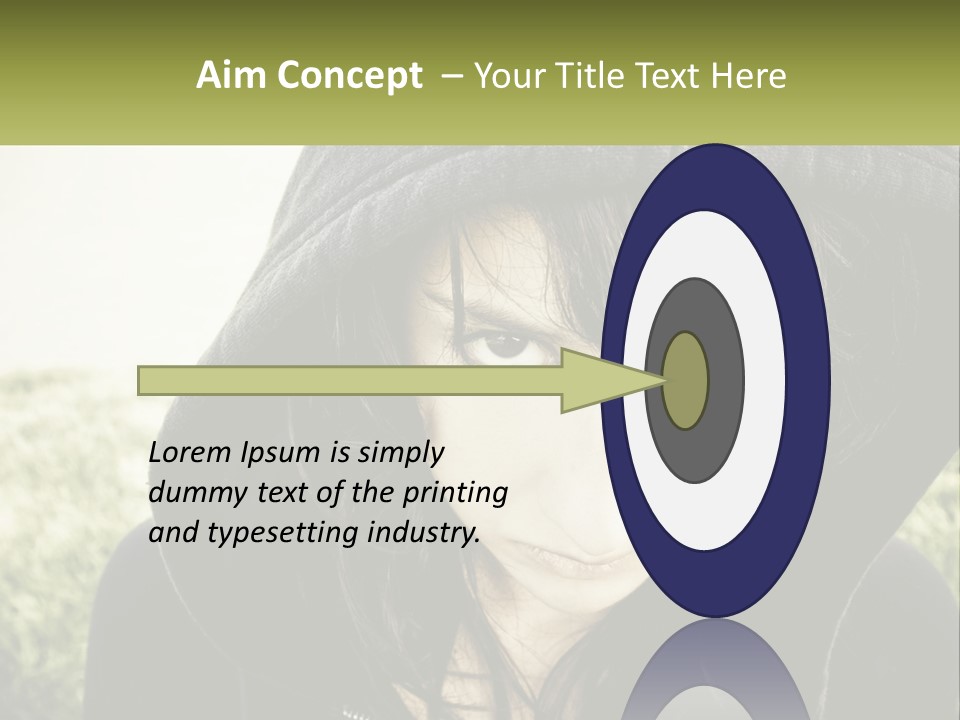 A Woman In A Hoodie Is Looking At The Camera PowerPoint Template