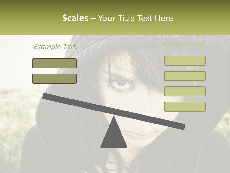 A Woman In A Hoodie Is Looking At The Camera PowerPoint Template