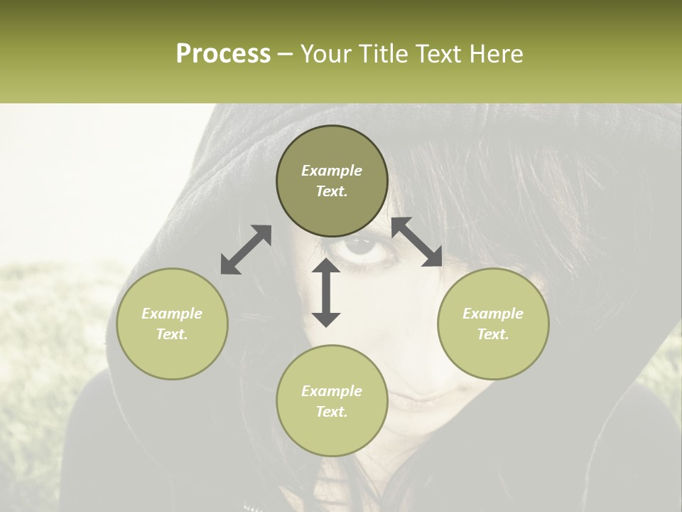 A Woman In A Hoodie Is Looking At The Camera PowerPoint Template