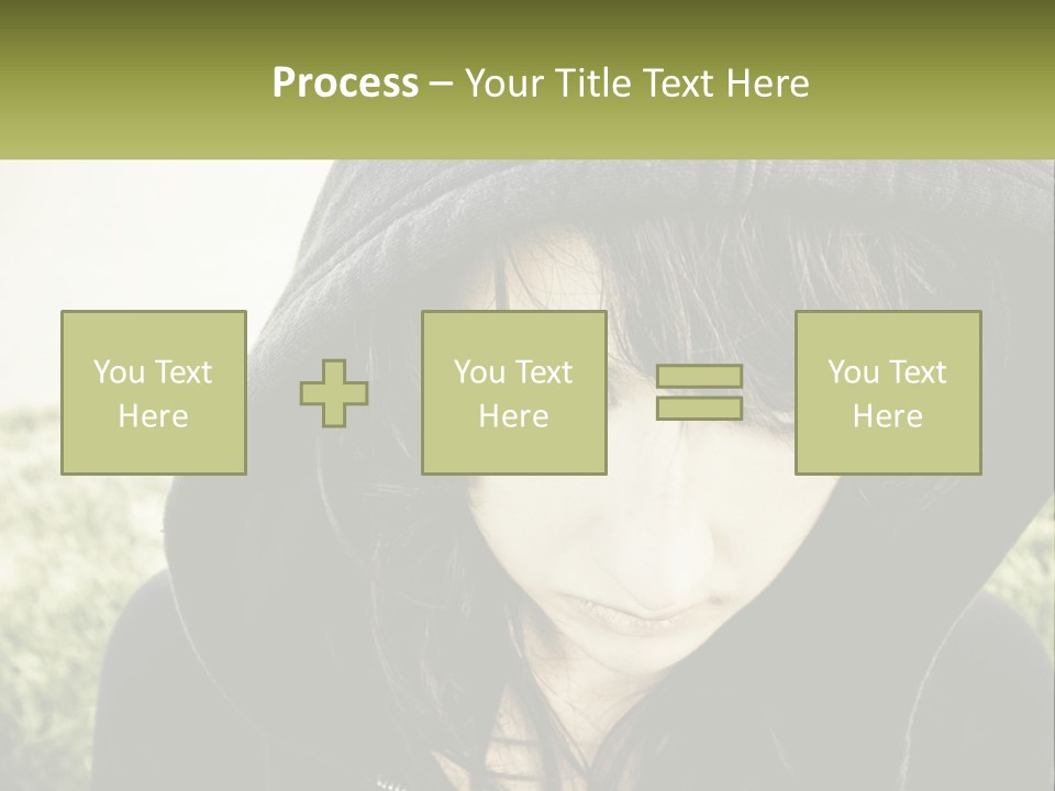 A Woman In A Hoodie Is Looking At The Camera PowerPoint Template