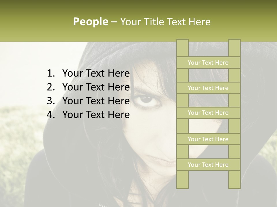 A Woman In A Hoodie Is Looking At The Camera PowerPoint Template