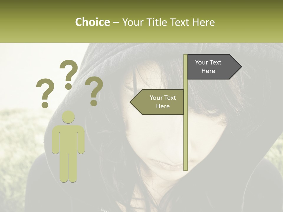 A Woman In A Hoodie Is Looking At The Camera PowerPoint Template