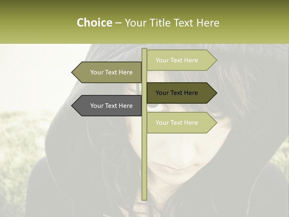 A Woman In A Hoodie Is Looking At The Camera PowerPoint Template
