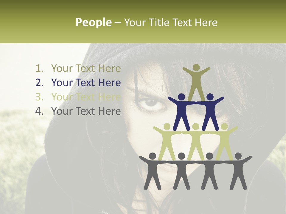 A Woman In A Hoodie Is Looking At The Camera PowerPoint Template