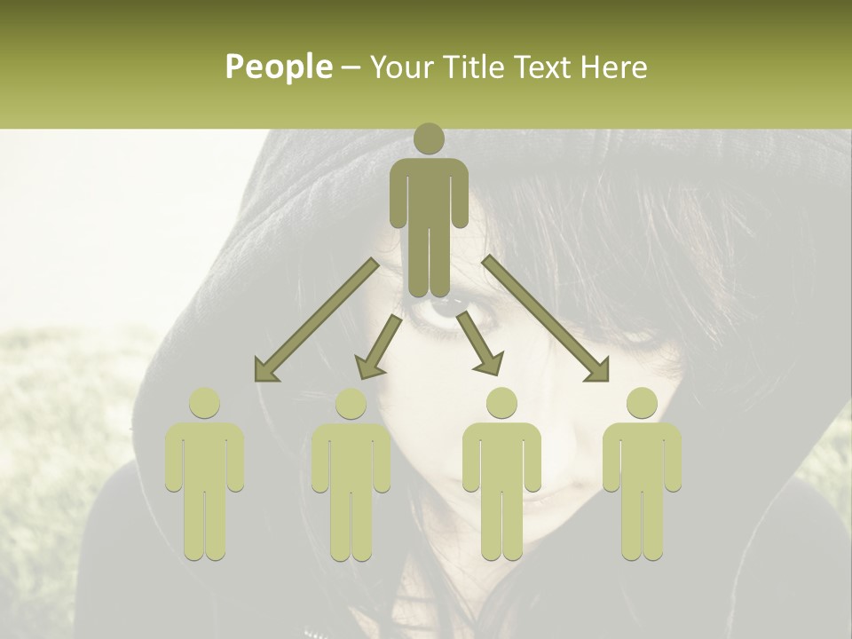 A Woman In A Hoodie Is Looking At The Camera PowerPoint Template