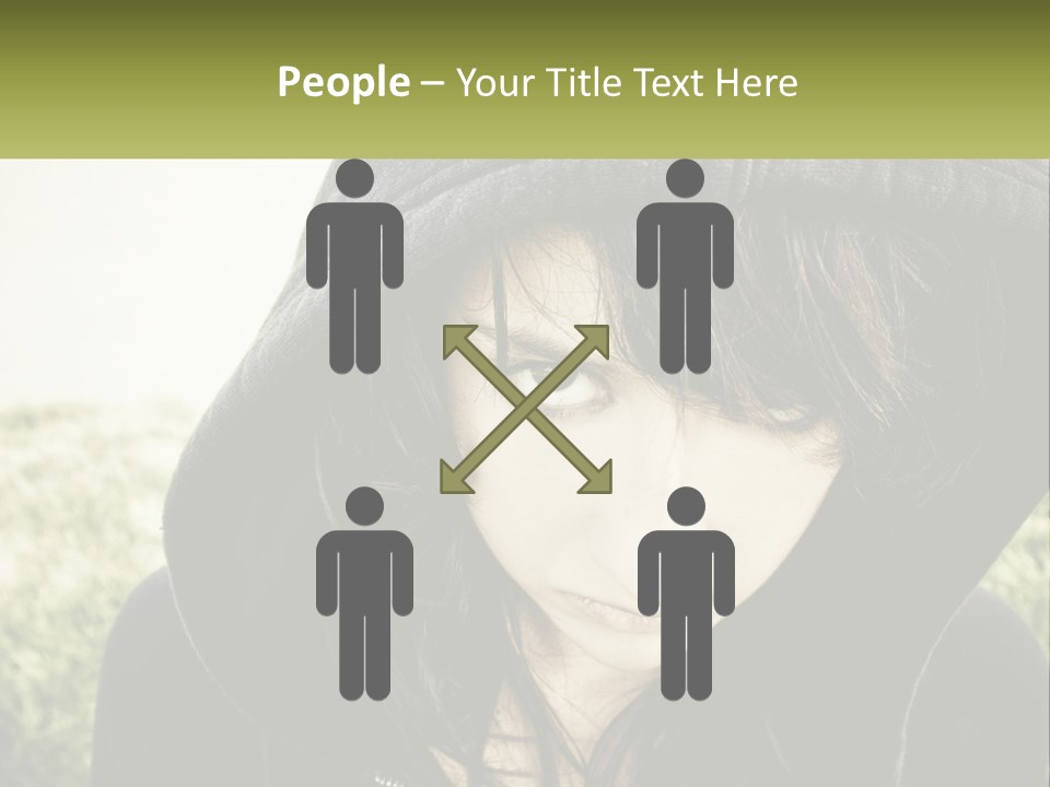 A Woman In A Hoodie Is Looking At The Camera PowerPoint Template