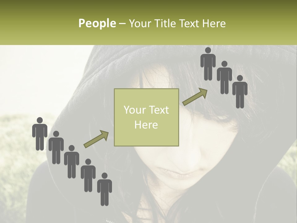 A Woman In A Hoodie Is Looking At The Camera PowerPoint Template