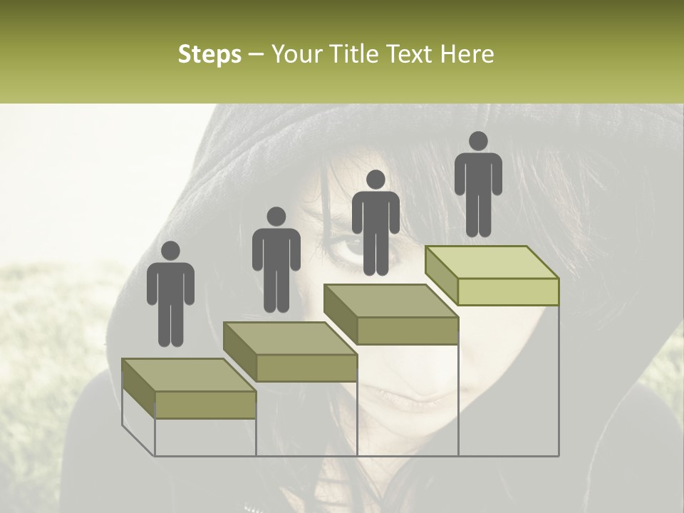 A Woman In A Hoodie Is Looking At The Camera PowerPoint Template