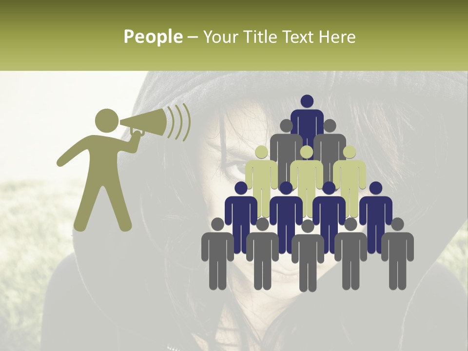 A Woman In A Hoodie Is Looking At The Camera PowerPoint Template