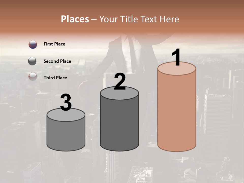 A Man In A Suit Jumping Over A City PowerPoint Template