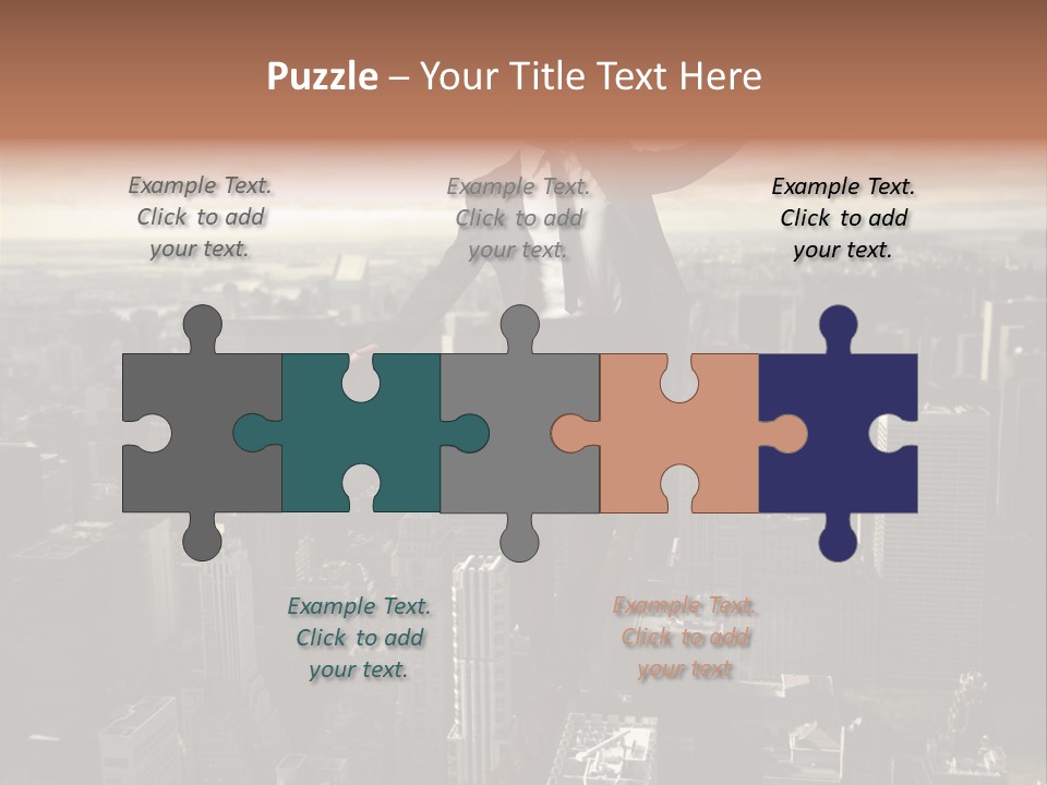 A Man In A Suit Jumping Over A City PowerPoint Template