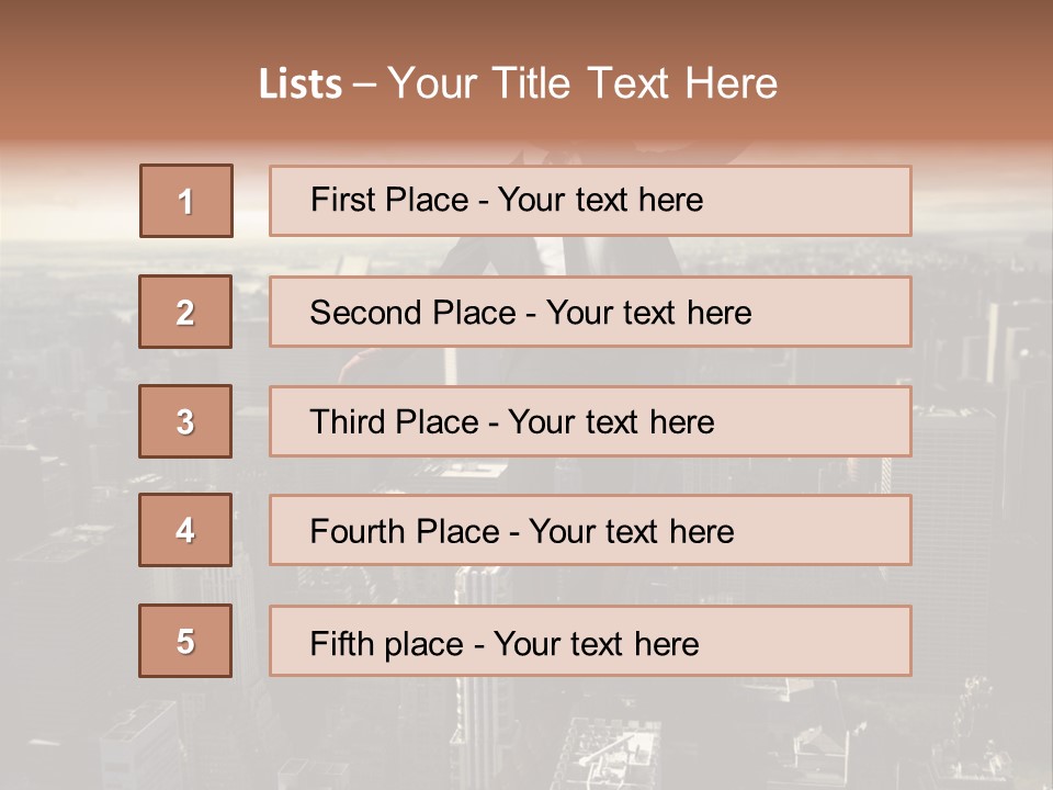 A Man In A Suit Jumping Over A City PowerPoint Template