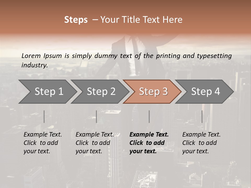 A Man In A Suit Jumping Over A City PowerPoint Template