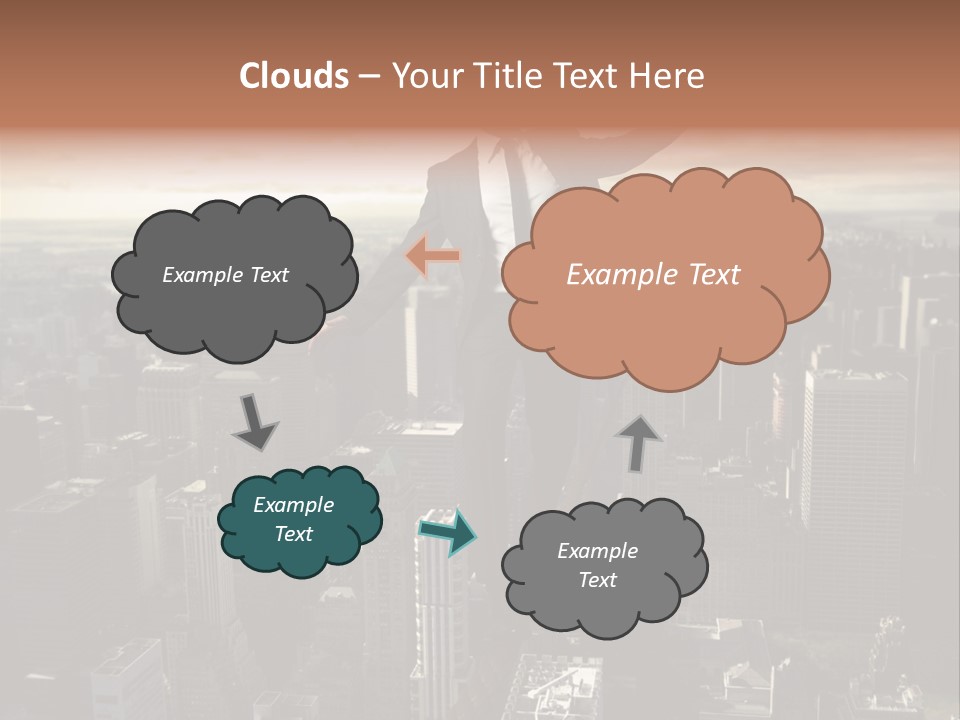 A Man In A Suit Jumping Over A City PowerPoint Template