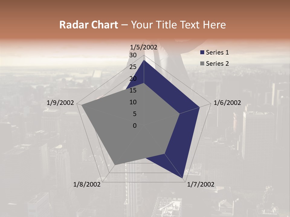 A Man In A Suit Jumping Over A City PowerPoint Template