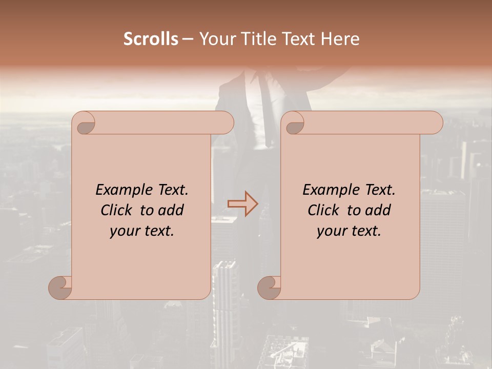 A Man In A Suit Jumping Over A City PowerPoint Template