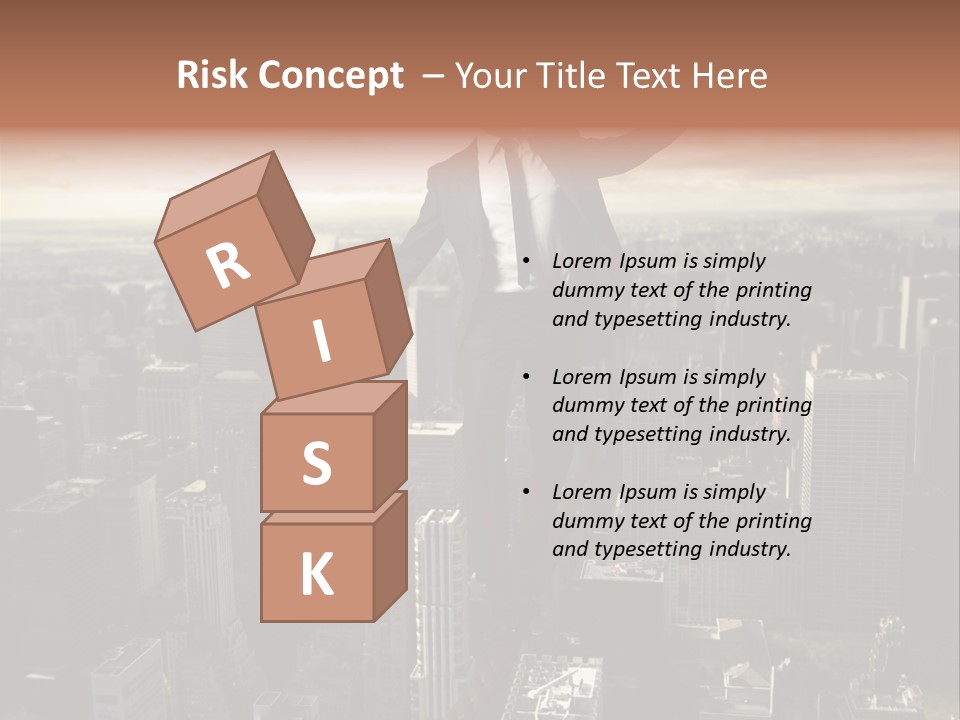 A Man In A Suit Jumping Over A City PowerPoint Template