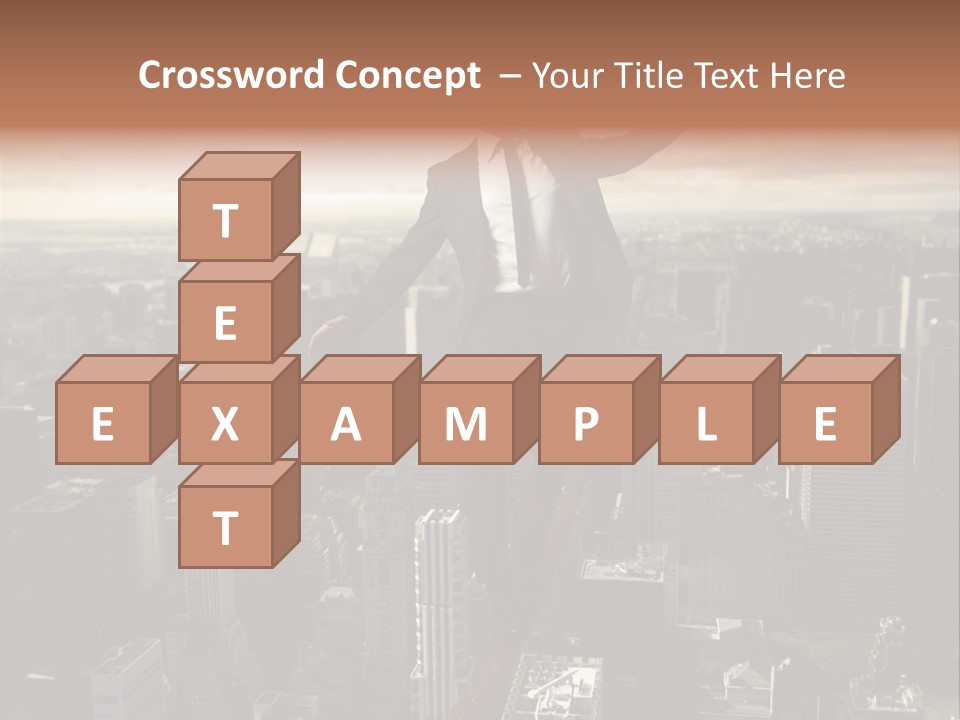 A Man In A Suit Jumping Over A City PowerPoint Template