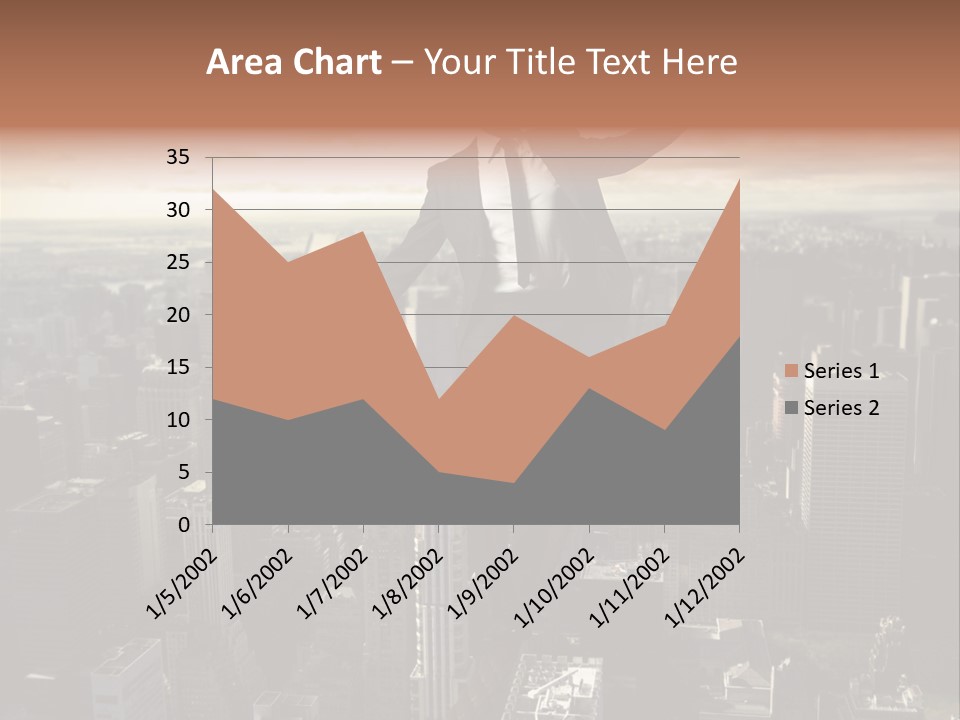 A Man In A Suit Jumping Over A City PowerPoint Template