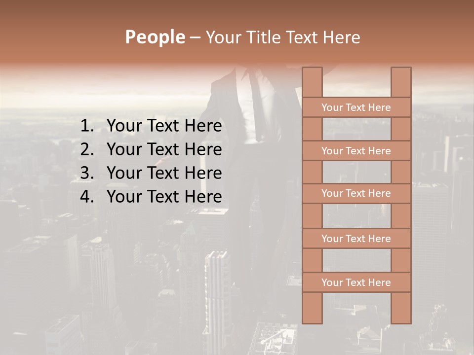 A Man In A Suit Jumping Over A City PowerPoint Template