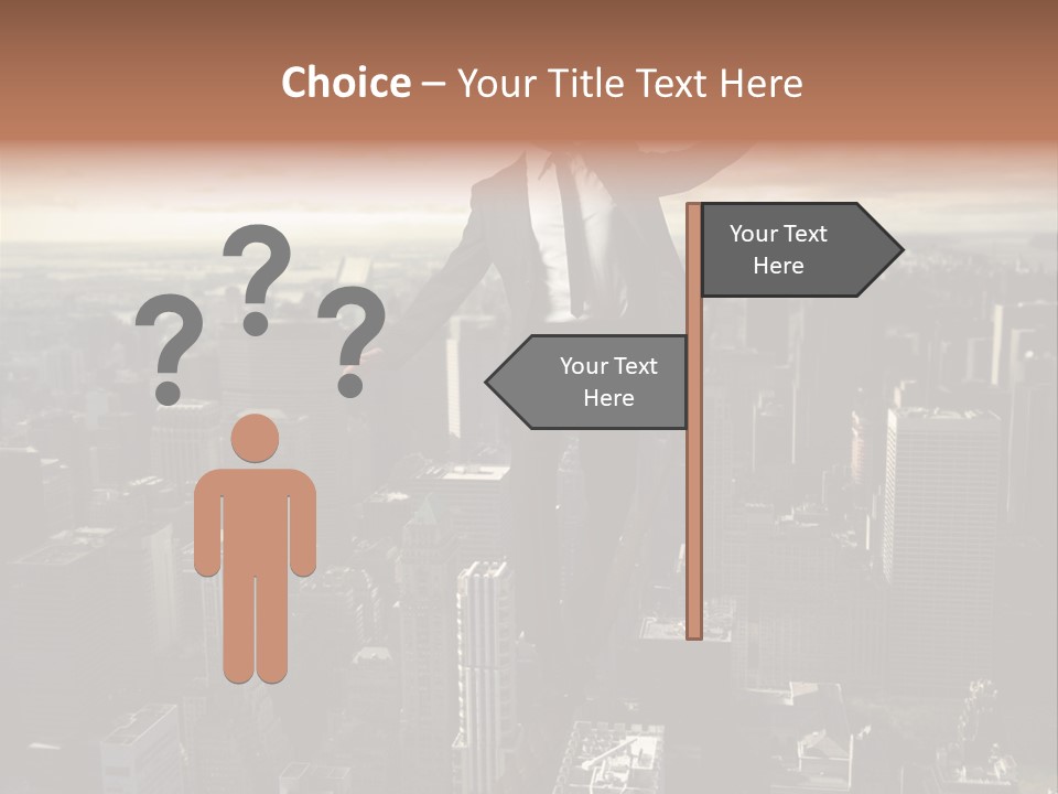 A Man In A Suit Jumping Over A City PowerPoint Template