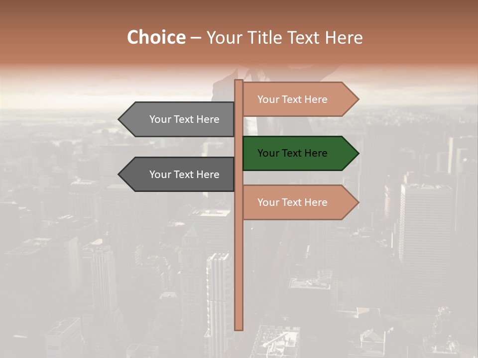 A Man In A Suit Jumping Over A City PowerPoint Template