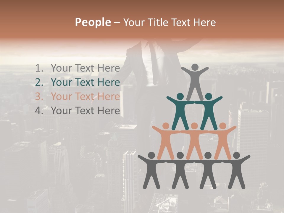 A Man In A Suit Jumping Over A City PowerPoint Template