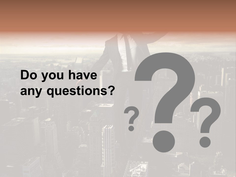 A Man In A Suit Jumping Over A City PowerPoint Template