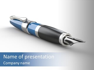 A Blue And Black Pen On A White Background PowerPoint Template