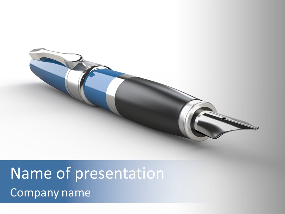 A Blue And Black Pen On A White Background PowerPoint Template