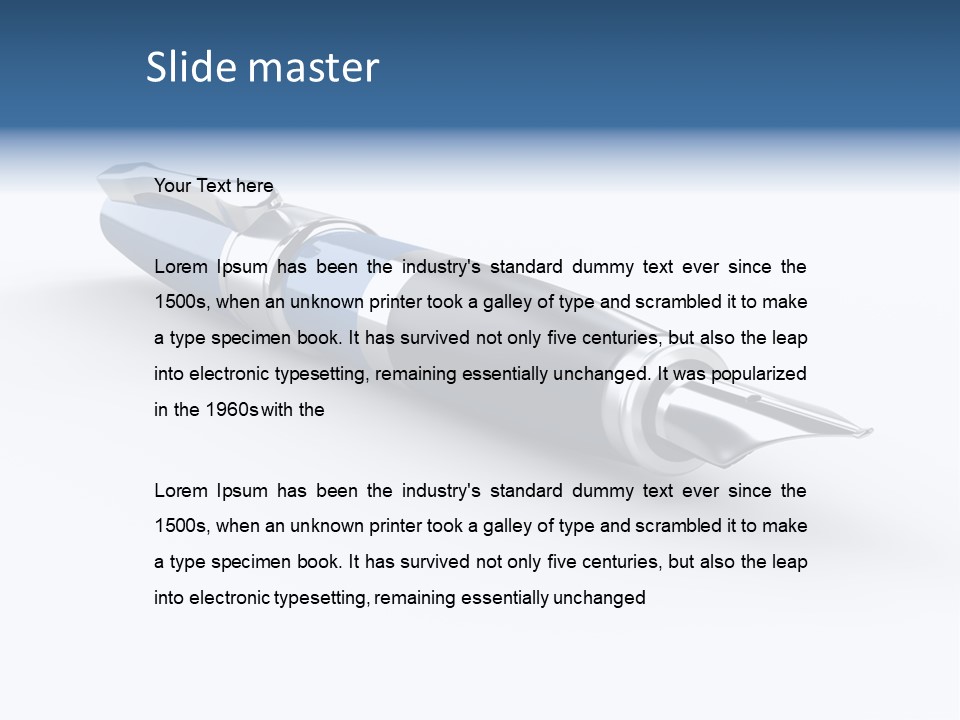 A Blue And Black Pen On A White Background PowerPoint Template