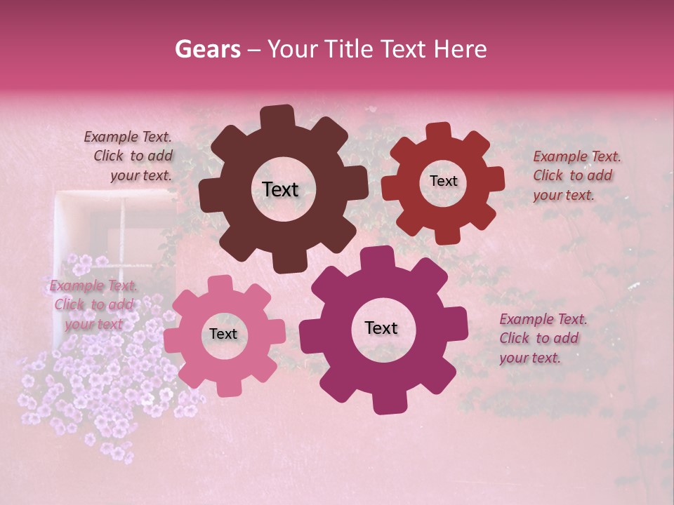 A Pink Wall With A Window And Vines On It PowerPoint Template