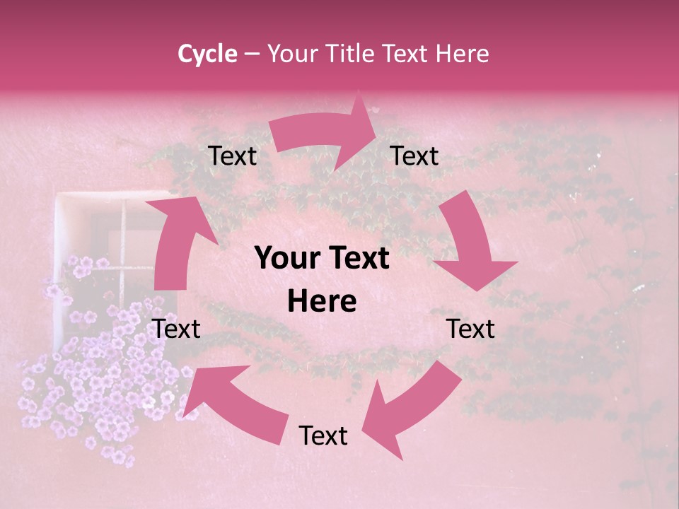 A Pink Wall With A Window And Vines On It PowerPoint Template