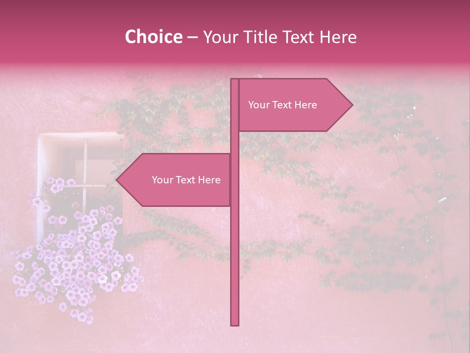 A Pink Wall With A Window And Vines On It PowerPoint Template