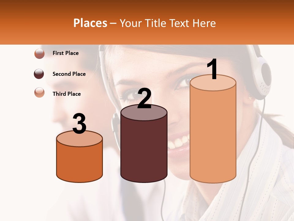 A Woman Wearing A Headset With A Man In The Background PowerPoint Template