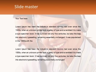 A Woman Wearing A Headset With A Man In The Background PowerPoint Template