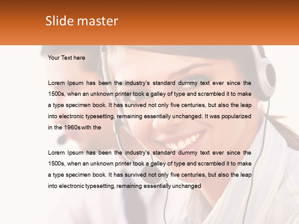 A Woman Wearing A Headset With A Man In The Background PowerPoint Template