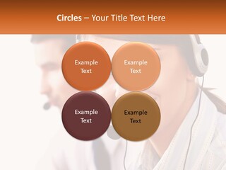 A Woman Wearing A Headset With A Man In The Background PowerPoint Template