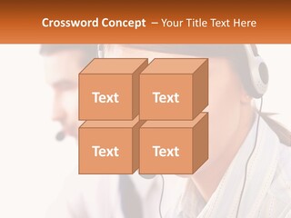 A Woman Wearing A Headset With A Man In The Background PowerPoint Template
