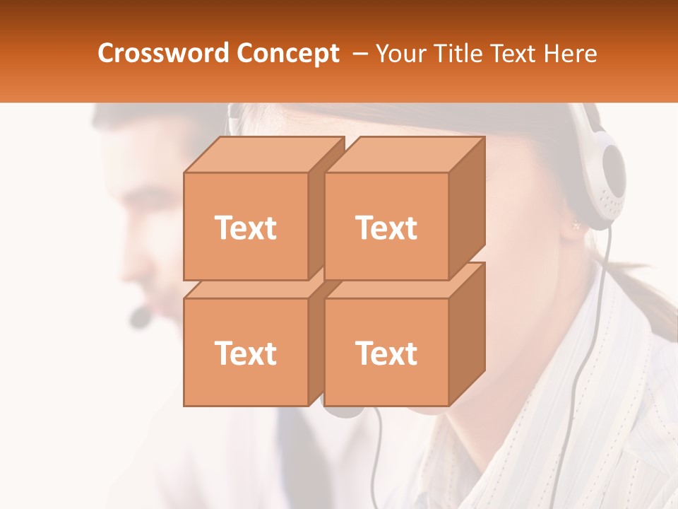 A Woman Wearing A Headset With A Man In The Background PowerPoint Template